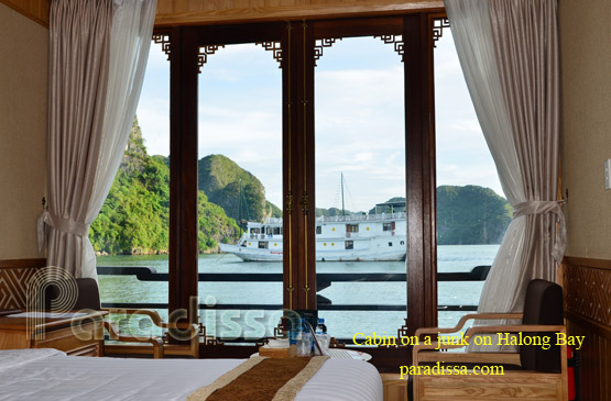 Cabin of a junk on Halong Bay