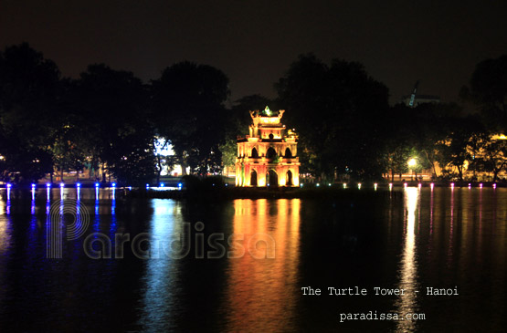 The Turtle Tower on the Hoan Kiem Lake in Hanoi Vietnam