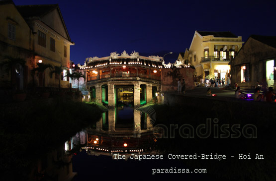 The Japanese Bridge in Hoi An at night