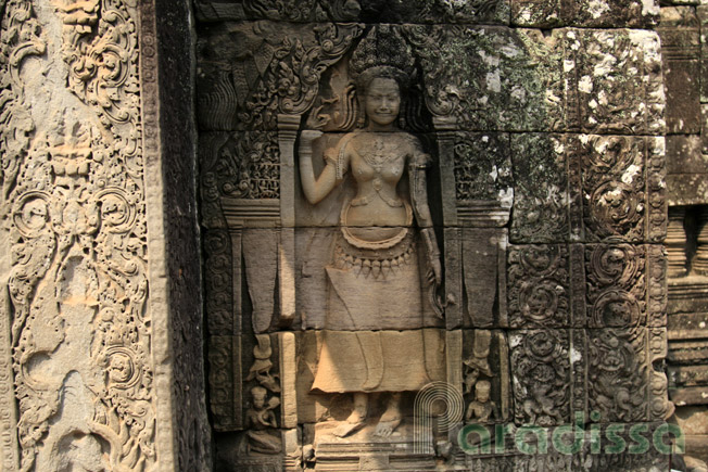 Apsara dancer bas-relief at the Bayon Temple, Angkor Thom, Siem Reap, Cambodia