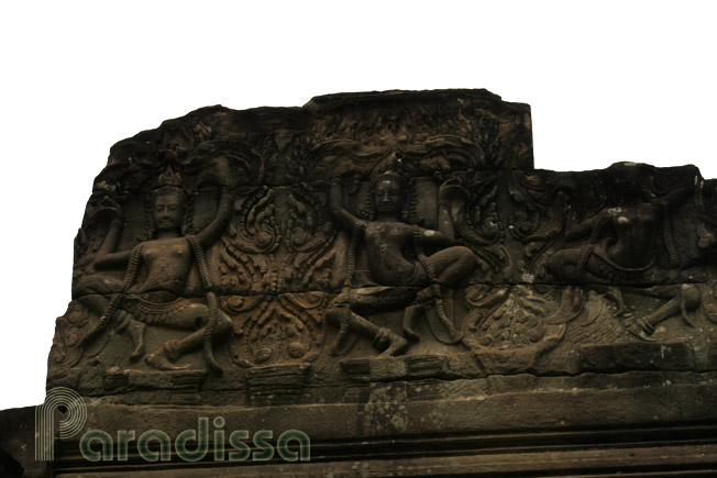 Apsara dancers on a bas-relief at Bayon Temple, Angkor Thom, Siem Reap