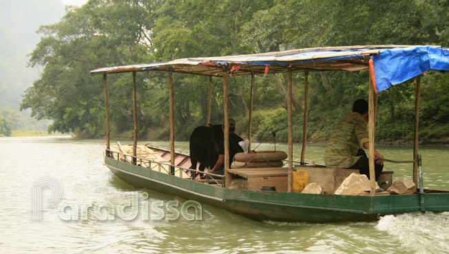 Enjoying a boat trip on the Ba Be Lake amid Ba Be National Park Vietnam