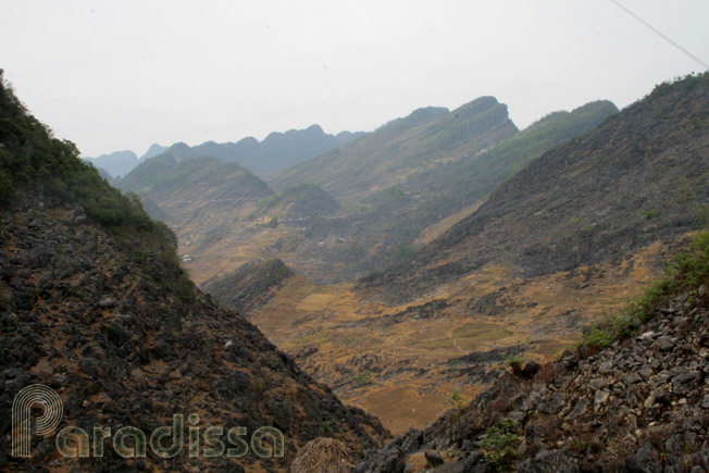 Serrated rocky ridges at Yen Minh District, in the Dong Van Rock Plateau, Ha Giang Province, Vietnam