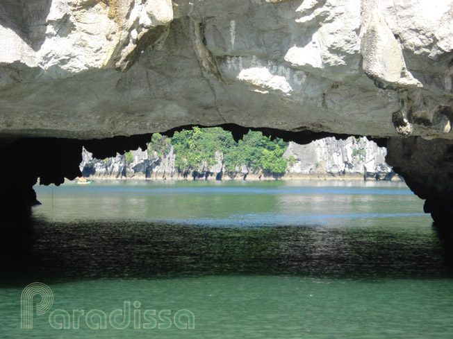Opening to a secret lagoon on Halong Bay