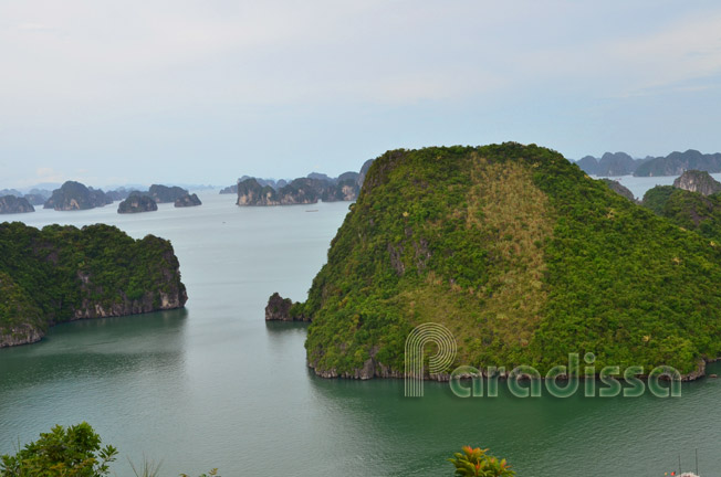 A panoramic view of the unreal Halong Bay