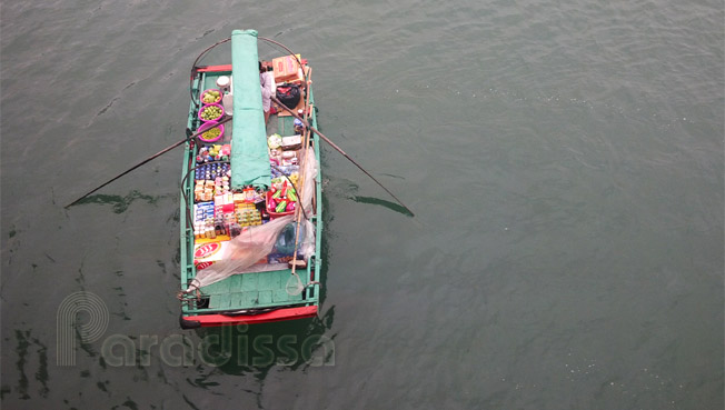 A colorful vendor boat