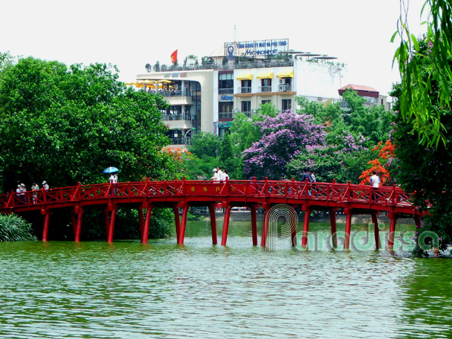 The Huc Bridge, Ngoc Son Temple, Hoan Kiem Lake, Hanoi
