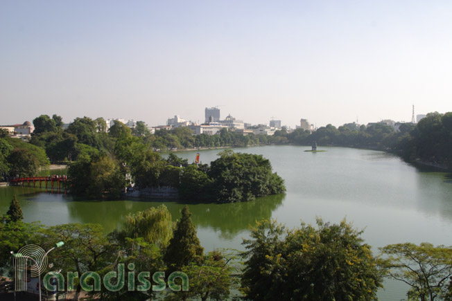 A bird eye's view of the Hoan Kiem Lake in Hanoi