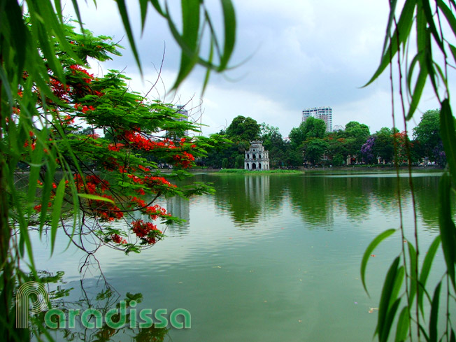 The Turtle Tower on the Hoan Kiem Lake in Hanoi