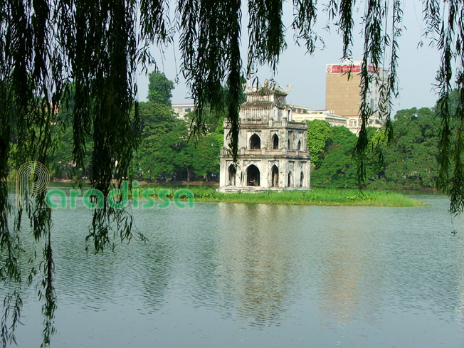 The Turtle Tower on the Hoan Kiem Lake in Hanoi