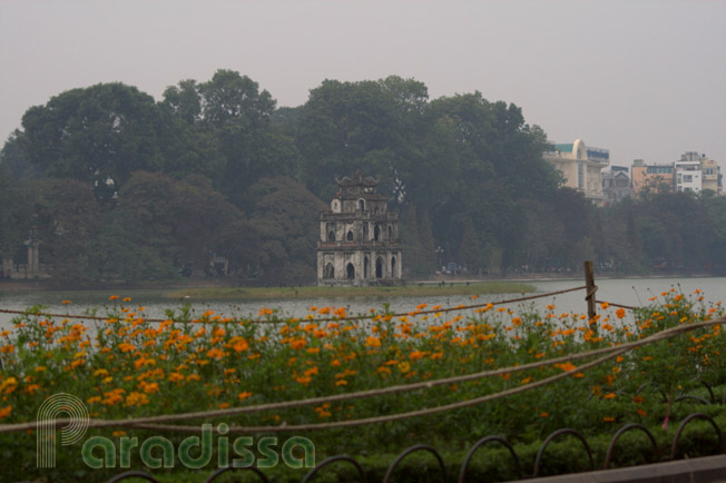The Turtle Tower on the Hoan Kiem Lake in Hanoi