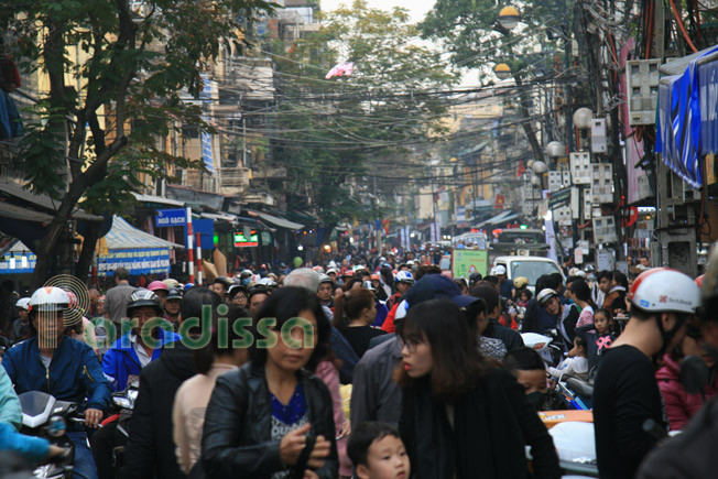 Busy traffic in the Old Quarter of Hanoi