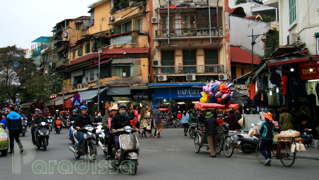 Traffic near Hoan Kiem Lake