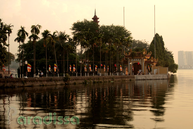 The Tran Quoc Pagoda on the West Lake in Hanoi Vietnam