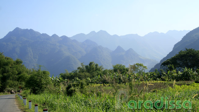 Scenic mountains at Mai Chau by Route 15 where we can travel to Pu Luong Nature Reserve to the west of Thanh Hoa Province