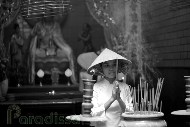A charming girl in Ao Dai in the Mekong Delta