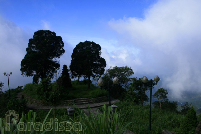 A pagoda amid clouds at Yen Tu