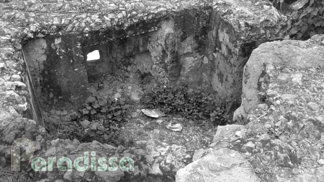 Fighting bunker and embrasure at a former French stronghold at Moc Chau, Son La, Vietnam