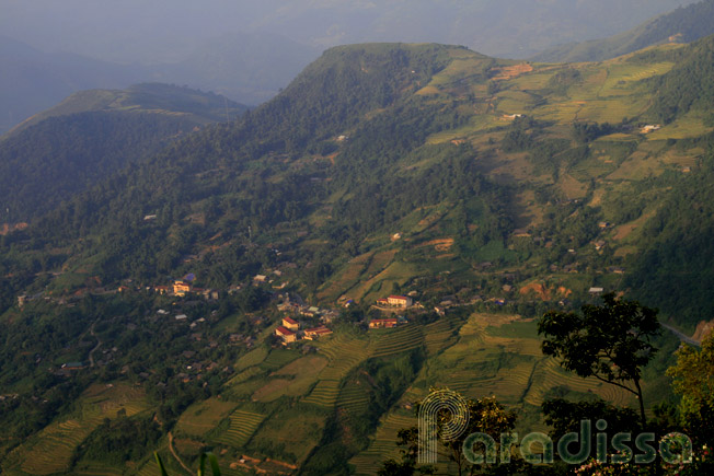 A bird's eye view of the Khau Pha Pass, Yen Bai, Vietnam