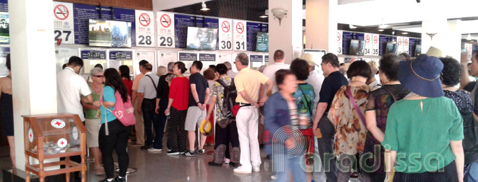 Queues to get admission tickets for the Angkor Temples