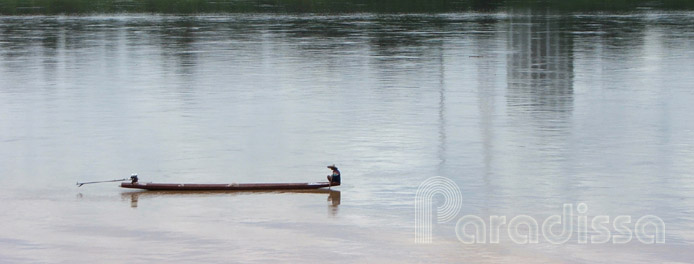 A boat on the Mekong River at Vientiane