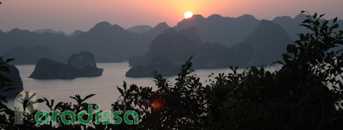 Sunset over Halong Bay