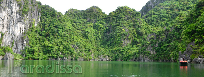 A rowing boat on Halong Bay