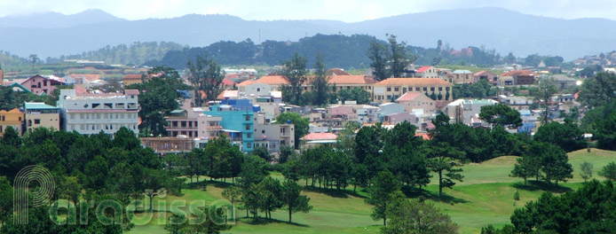 Villas on a green hill in Da Lat, Lam Dong, Vietnam