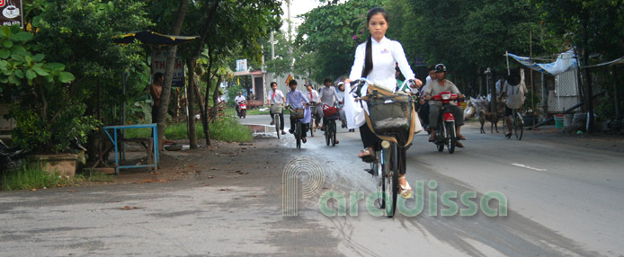 A girl in Dao Dai at Tra Vinh