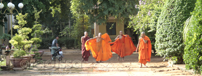 Monks at the Hang Pagoda in Tra Vinh