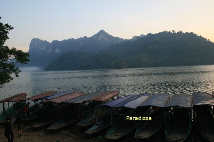 Peaceful morning on the Ba Be Lake amid the Ba Be National Park in Bac Kan Province, Vietnam