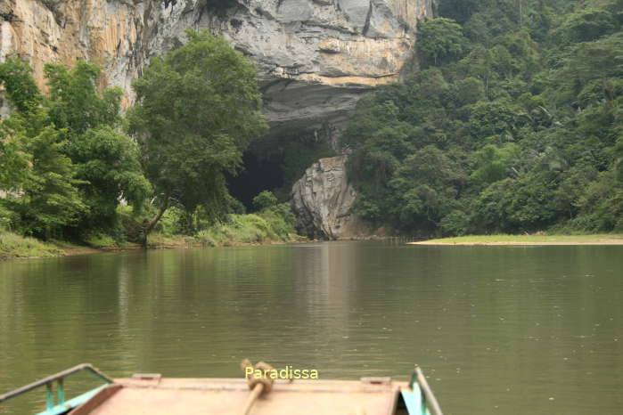 The Puong Cave viewed from the Nang River at the Ba Be National Park