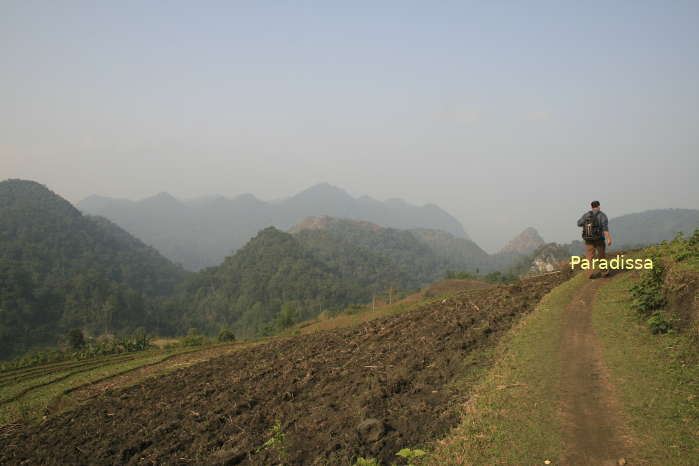 Breathtaking mountains at the Ba Be National Park viewed from our trekking trail