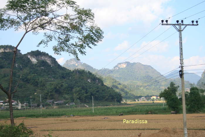 Idyllic landscape at Cho Don Bac Kan, on an edge of the Ba Be National Park