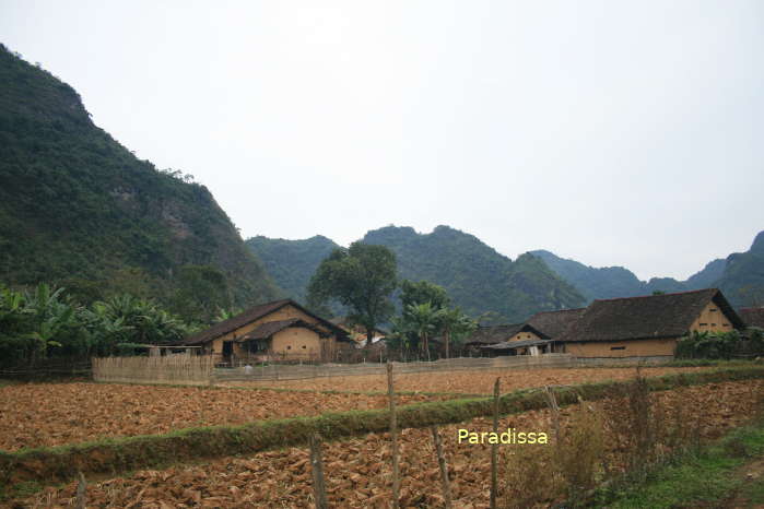 Na Nieng Village which hosts us for a night stay on our Cao Bang trekking adventure tour