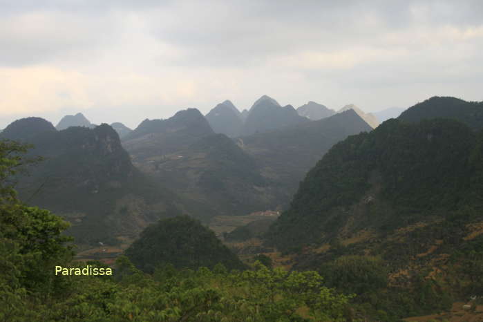 Breathtaking mountains at Nguyen Binh District of Cao Bang Province in Vietnam
