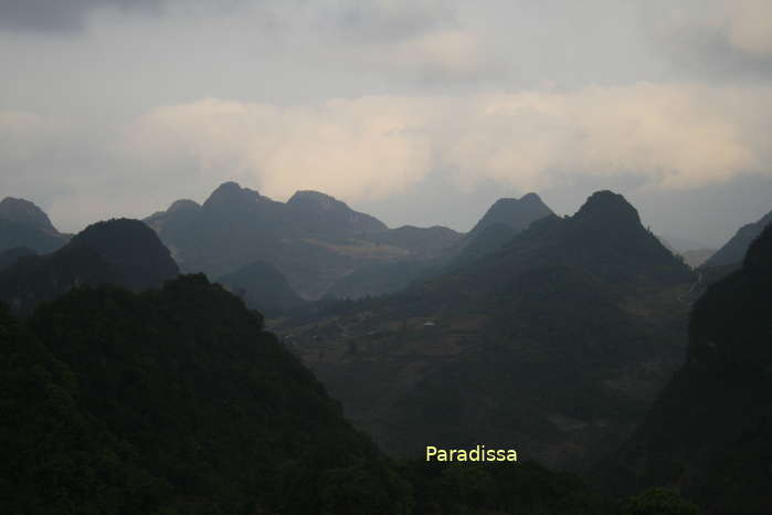 Menacing mountains at the Phja Hoac - Phja Den National Park in Nguyen Binh, Cao Bang Province
