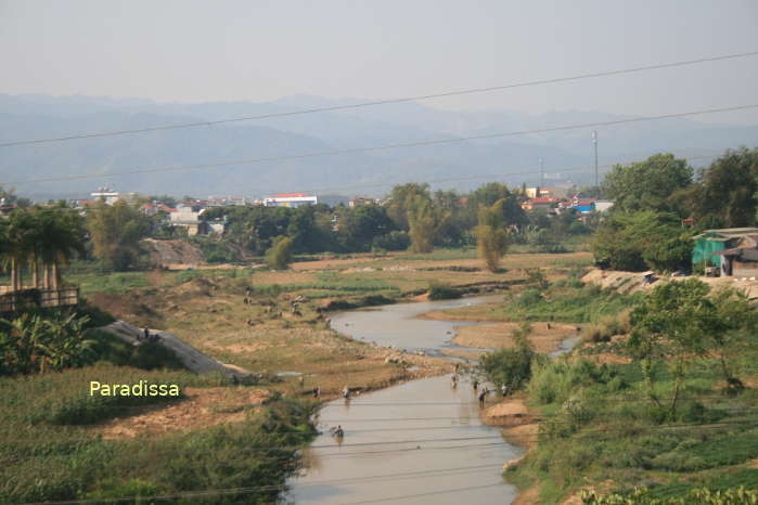 Nam Rom River in Dien Bien Phu City, Dien Bien Province, Vietnam