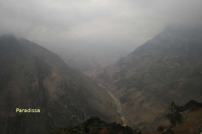 The sublime views from the Ma Pi Leng Pass in fog, Meo Vac District, Ha Giang Province