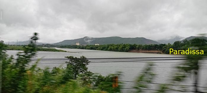 The Gianh River, the mountains and rice fields in Quang Binh, Vietnam