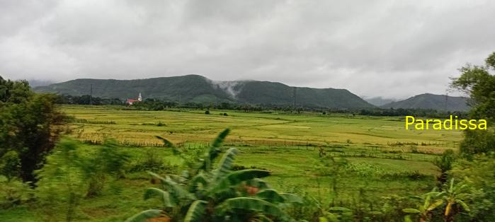 The Gianh River, the mountains and rice fields in Quang Binh, Vietnam