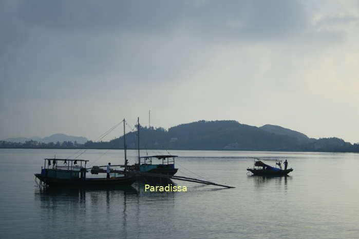 Fishing boat near the Quan Lan Island in Quang Ninh Province