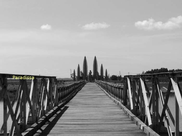 The Hien Luong Bridge spanning the Ben Hai River between North and South Vietnam during the Vietnam War