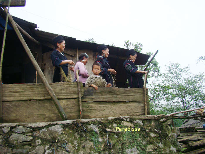 Black Hmong People at the Cat Cat Village in Sapa Vietnam