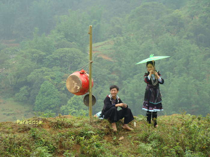 A young Hmong couple at Cat Cat Village in Sapa