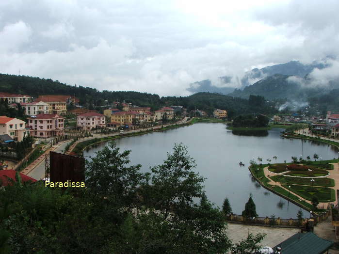 A bird's eye view of the center of Sapa Town