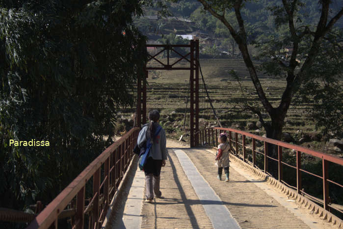 The bridge to the Ta Van Village in Sapa Vietnam