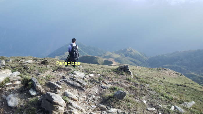 Trekking downhill offers spectacular views of mountains always